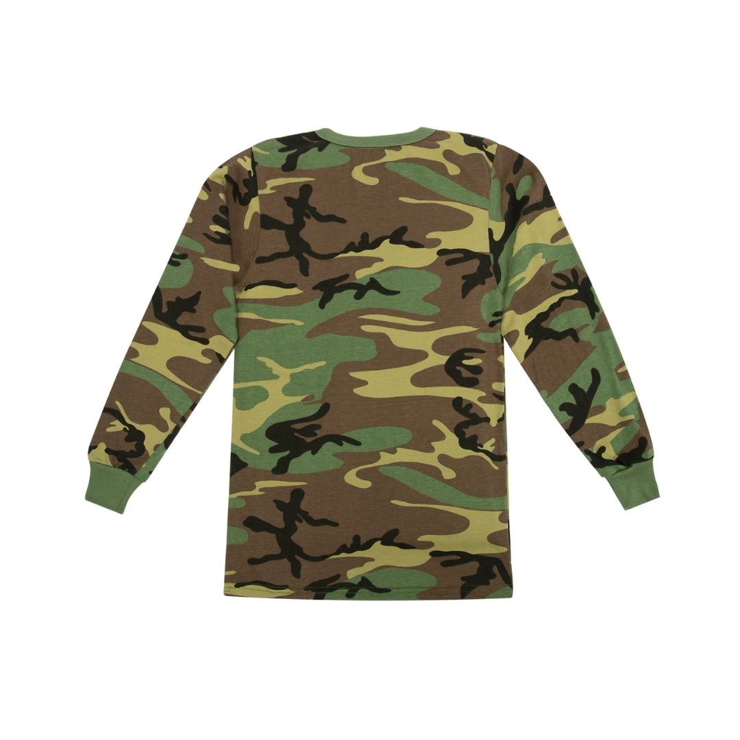 Kids Long Sleeve Camo T-Shirt Woodland camo